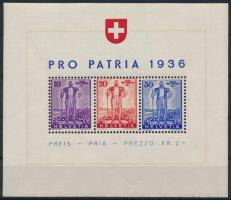 1936 Pro Patria blokk Mi 2 (Mi EUR 75.-) (pici ránc / light crease)