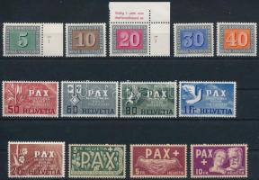 Svájc 1945 PAX luxus minőségű sor Mi 447-459 (Mi EUR 450.-)