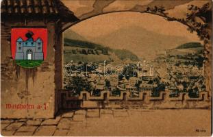 Waidhofen an der Thaya. Verlag v. F. H. Decleva's Nachfolger C. Weigend Art Nouveau, litho fram...