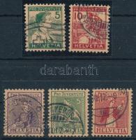 Svájc 1915-1917 Pro Juventute Mi 128-129 + 133-135 (Mi EUR 150.-)