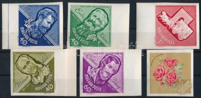 1963 Nagy idők - nagy események 6 klf vágott bélyeg, közte 5 ívszéli