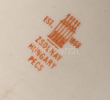 Zsolnay Pompadour falióra. Porcelán, kézzel festett, jelzett, hibátlan d: 25,5 cm