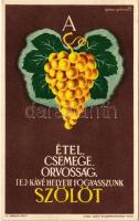 Étel, csemege, orvosság, tej-kávé helyett fogyasszunk Szőlőt! Kiadja Szőlő és Borpropaganda Iroda. K...