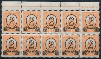 1931 Kisegítő bélyegek (I.) 2/3f ívszéli 10-es tömb (36.000) (fogelválások / aparted perfs.)