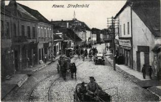 Kaunas, Kowno; Straßenbild / WWI German military, street view, automobile, shops