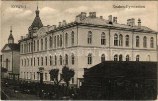 1916 Kaunas, Kowno; Knaben-Gymnasium / boys' school, market (EB)