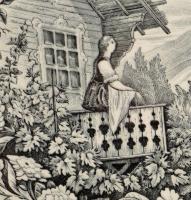 cca 1900 Villeroy &amp; Boch tál életkép jelenettel, jelzett, hibátlan, mázrepedéssel, d: 19,5 c...