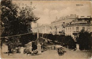 1924 Vilnius, Wilna, Wilno; street with horse-drawn tram, shop (worn corners)