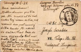 1924 Vilnius, Wilna, Wilno; street with horse-drawn tram, shop (worn corners)