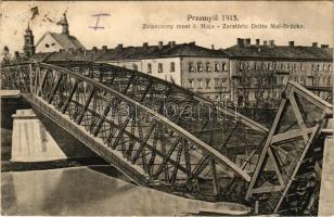 Przemysl 1915. Zerstörte Dritte Mai-Brücke / Zniszczony most 3. Maja / WWI K.u.K. military, destroye...
