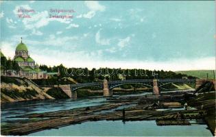 Vilnius, Wilna, Wilno; Zwierzyniec / Zverynas, Orthodox church, bridge, rafters transporting timber ...
