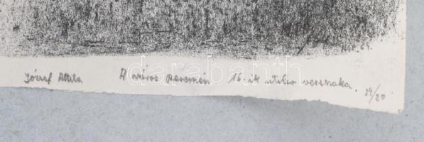 Nolipa István Pál (1907-1986): A város peremén, József Attila illusztráció, 1964. Ceruza, papír. Jel...