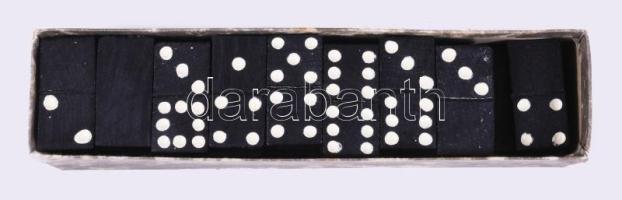 Retro fa domino készlet, dobozban.