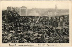 Przemysl, Gesprengte Brücke in Przemysl / Rozsadzony most / WWI K.u.K. military, destroyed bridge (E...