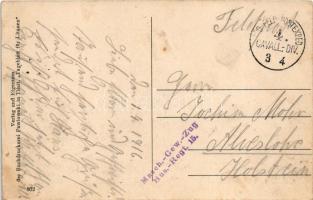 1916 Panevezys, Poniewiesz, Poniewiez, Nikolajewiesz; general view with church + "Masch.-Gew.-Z...