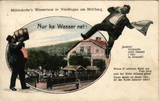 Wien, Vienna, Bécs; Mühlndorfer's Winzerhaus in Weidlingau am Mühlberg "Nur ka' Wasse...
