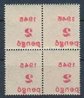 1945 Kisegítő portó 2P/20f 4-es tömb a piros felülnyomás gépszínátnyomatával