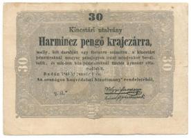 1849. 30kr "Kossuth bankó" T:F,VG Adamo G103
