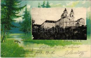 1903 Melk an der Donau, Stift / monastery. Heinrich Aigner Art Nouveau, litho frame (EK)