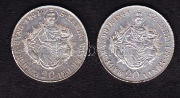 1844B 20Kr Ag I.Ferdinánd T:1/2 + 1848KB 20kr Ag I.Ferdinánd T:1