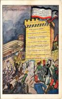 Zentrums-Turm / WWI German Anti-Entente powers mocking propaganda art postcard (fl)
