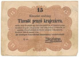 1849. 15kr "Kossuth bankó" T:F Adamo G102