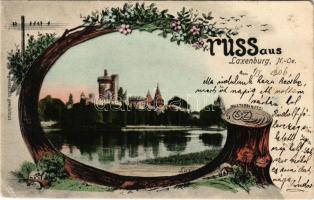 1906 Laxenburg, Franzensburg / castle. Art Nouveau, floral frame with tree stump (b)