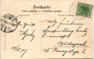 1907 Graz (Steiermark), Duftende Grüsse aus Graz. Hilmteich / lake, rowing boats. Blumenserie No. 1....