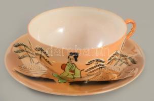 2 darab japán vékonyporcelán csésze alátéttel, d: 13 cm