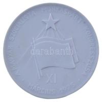 1975. "A Magyar Szocialista Munkáspárt Kongresszusa - XI - Március 1975 / A munkaversenyben nyújtott kiváló teljesítményért - NDK Kirendeltség - Böhlen, Zeitz, Bebitz ,Lubmin - ÉGSZÖV - III. Rayon" porcelán emlékérem tokban (79mm) T:UNC