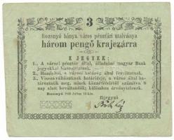 1849. július 16. Rozsnyó 3kr "Rozsnyó bánya város pénztári utalványa" T:F Adamo ROZ-1.2