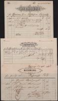 1877 Sárvár, Konrád Ignátz Liszt és vegyes kereskedése számla + más számlák