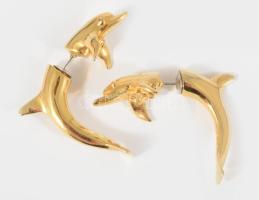 Delfin alakú designer jelzett fülbevaló pár, h: 4 cm