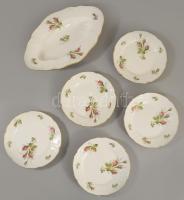 Rosenthal plasztikus mintás 5 darab süteményes tányér és kínáló, jelzett, d: 16 cm, h: 26 cm