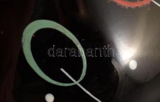 Zománcfestett hialitüveg váza, 13x11 cm