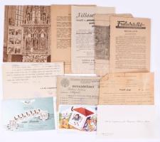 Vegyes papírrégiség tétel, pl. végzés, izraelita gyermek imafüzet, MKP tagsági könyv, stb.