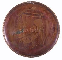 Egyiptomi stílusú réz dísztál, d: 20 cm