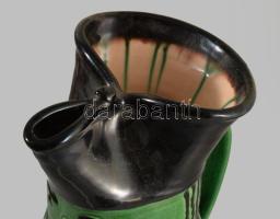 Hódmezővásárhelyi miskakancsó, jelzett, mázkopással, m: 31 cm