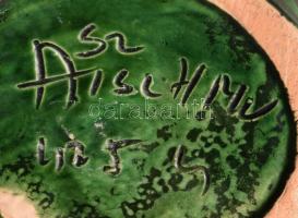 Hódmezővásárhelyi miskakancsó, jelzett, mázkopással, m: 31 cm