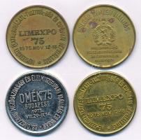 1975. "HUNGEXPO" kétoldalas fém emlékérem (4db, 3xklf) (32mm) T:AU-VF