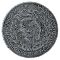 1949. "A munka nálunk becsület és dicsőség dolga - 1949. május 1. - OKISZ (Magyar Iparszövetség) Al jelvény tű nélkül "Ludvig Bp." gyártói jelzéssel (42mm) T:VF