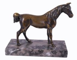 Bronz ló figura, talapzaton, 18x14 cm