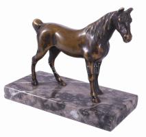 Bronz ló figura, talapzaton, 18x14 cm