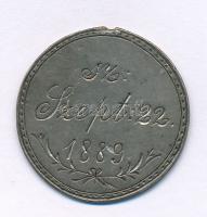 1889. "Klára emlék / sz (született) szept. 22. 1889" gravírozott fém emlékmedál (27mm) T:XF fül letört