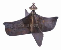 Antik ezüstözött tálca elválasztóelem, kis kopással, 25x14 cm