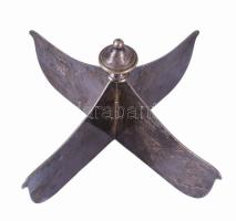 Antik ezüstözött tálca elválasztóelem, kis kopással, 25x14 cm