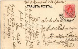 1910 Vigo, Puerto del Sol / street view, horse-drawn carriages, shops (EB)