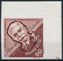 1963 Nagy idők - Nagy események 60f P. de Coubertin vágott ívsarki bélyeg
