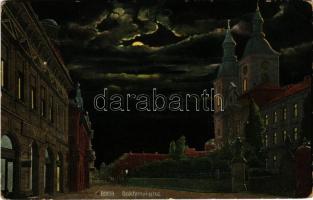 1941 Eger, Széchenyi utca este holdfényben Wahl Adolf kiadása (gyűrődések / creases)