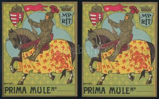cca 1880-1900 Prima Mule No Haidenschafti cs. és kir. szab. fonalgyári Rt. színes litografált címkéi...